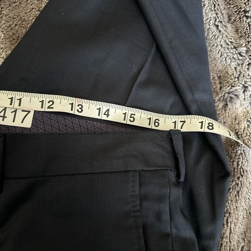 Ted Baker Pants Men's 33x37 Raw Hem Jefferson Straight Blue Wool Dress Slacks - Picture 8 of 8